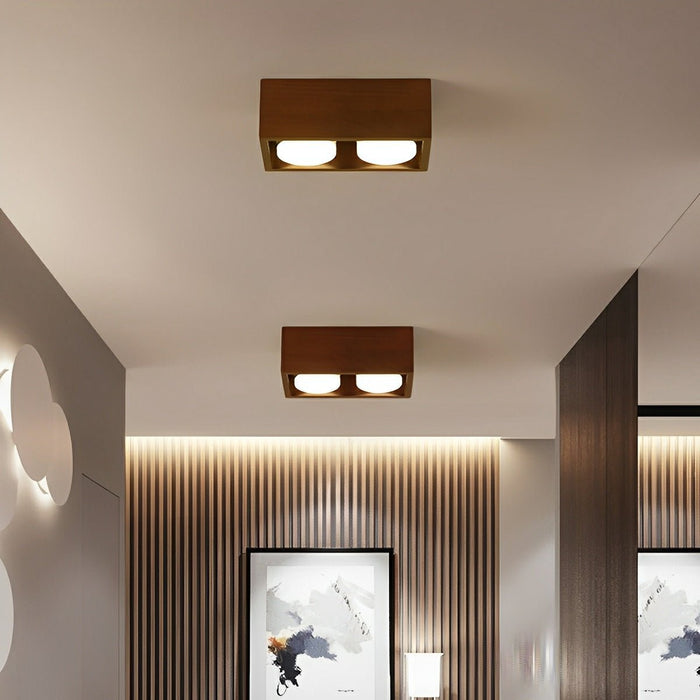Modern Minimalist Wood LED Ceiling Spot Light, Adjustable Gimbal, High CRI, Living Room/Bedroom/Kitchen