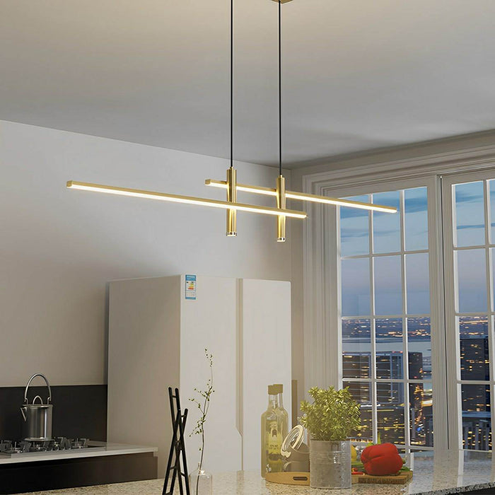 LED Long Strip Indoor Pendant Light - Modern Minimalist Design - Overhead Linear Lighting Fixture
