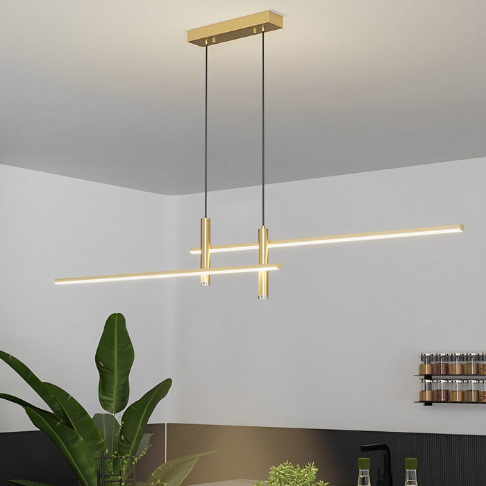 LED Long Strip Indoor Pendant Light - Modern Minimalist Design - Overhead Linear Lighting Fixture