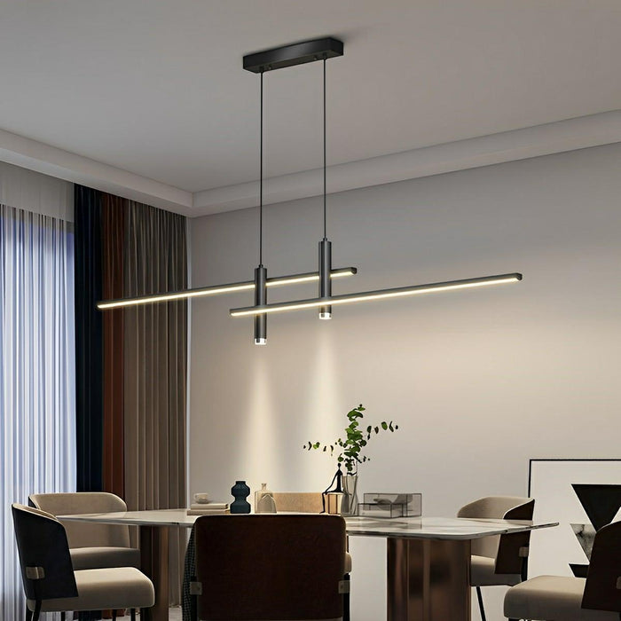 LED Long Strip Indoor Pendant Light - Modern Minimalist Design - Overhead Linear Lighting Fixture