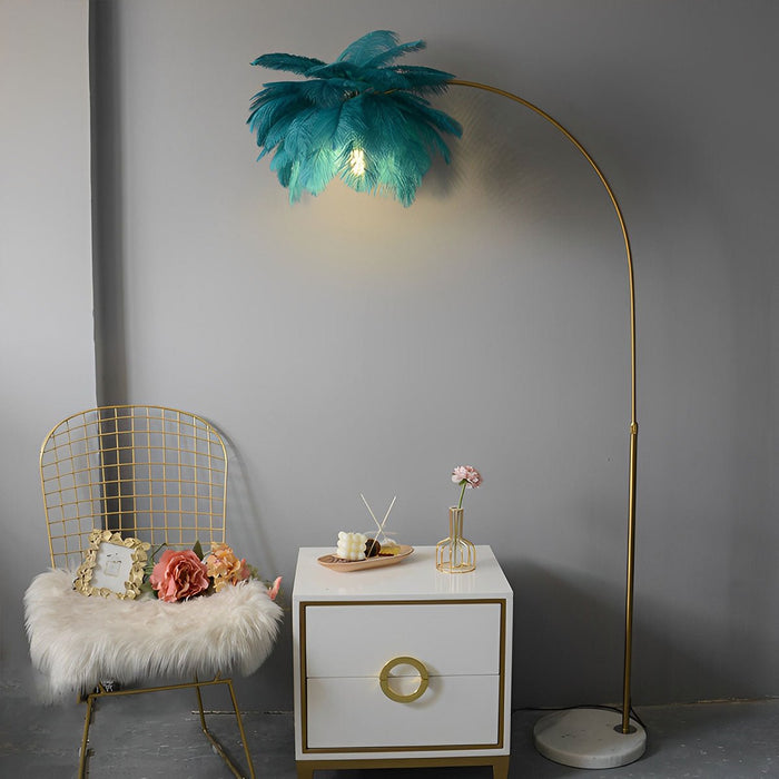 Ostrich Feather Floor Lamp - Modern Romantic Style, Adjustable LED, Dimmable - Elegant Bedroom/Living Room Lighting