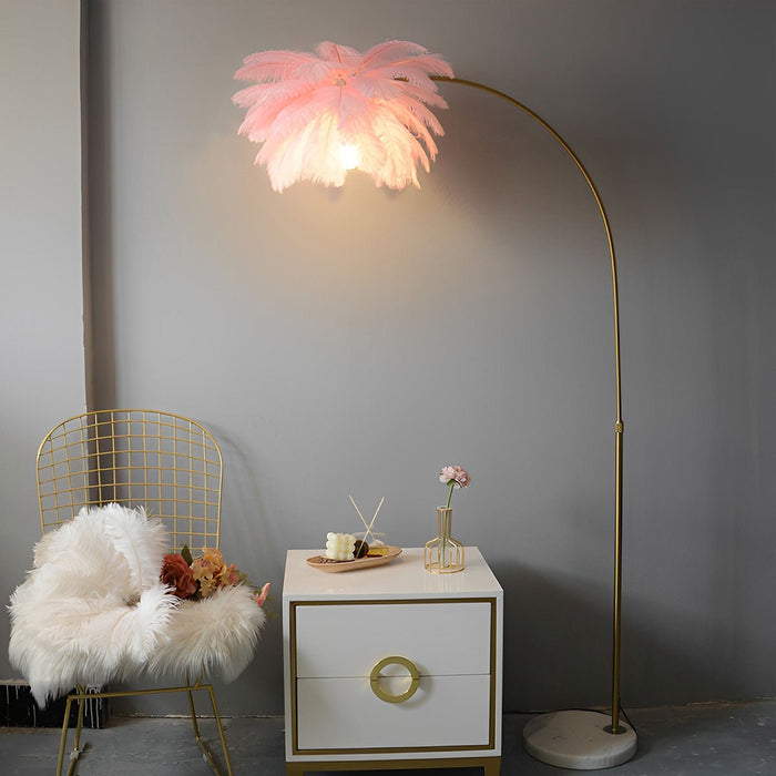 Ostrich Feather Floor Lamp - Modern Romantic Style, Adjustable LED, Dimmable - Elegant Bedroom/Living Room Lighting