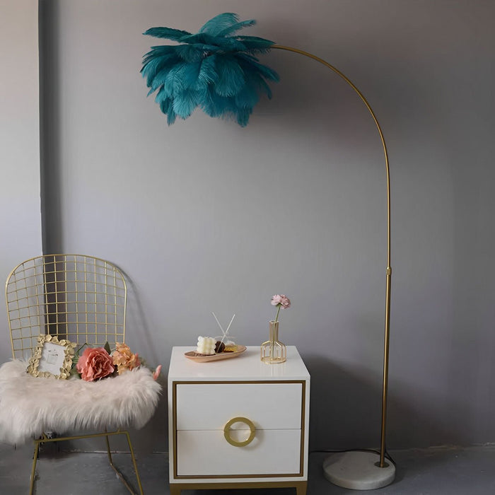 Ostrich Feather Floor Lamp - Modern Romantic Style, Adjustable LED, Dimmable - Elegant Bedroom/Living Room Lighting
