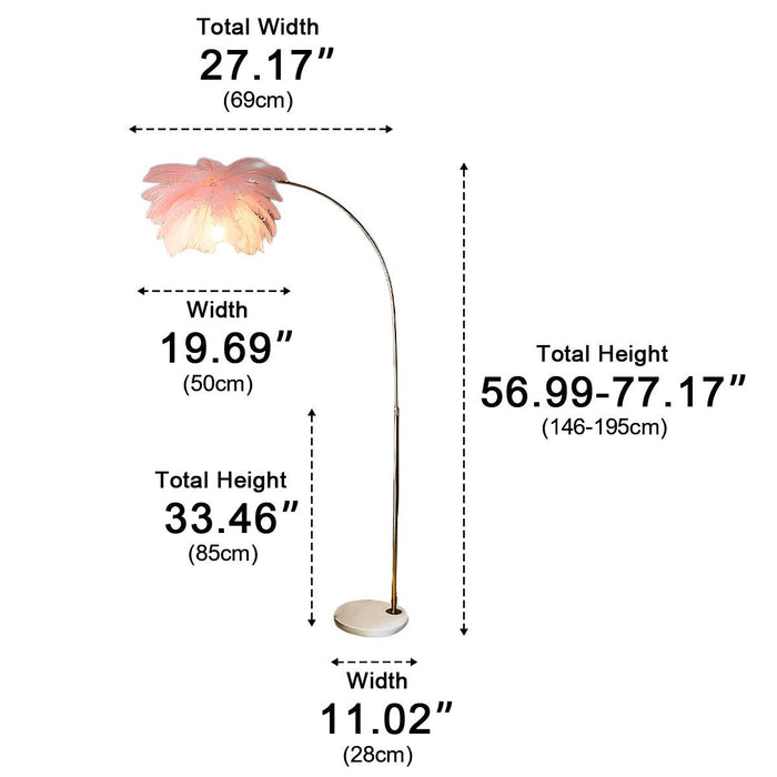 Ostrich Feather Floor Lamp - Modern Romantic Style, Adjustable LED, Dimmable - Elegant Bedroom/Living Room Lighting