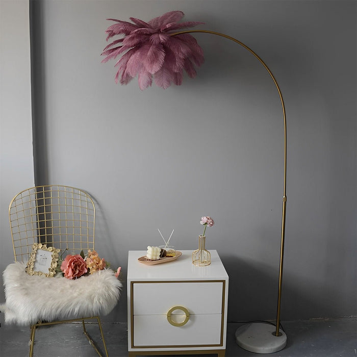 Ostrich Feather Floor Lamp - Modern Romantic Style, Adjustable LED, Dimmable - Elegant Bedroom/Living Room Lighting
