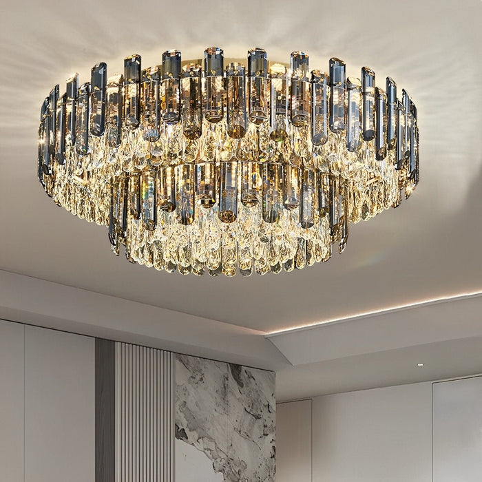 Crystal Ceiling Light - Modern Round Luxury LED Lamp, Flush Mount / Semi-Flush Mount for Living Room, Dining Room, Bedroom