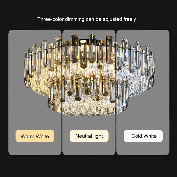 Crystal Ceiling Light - Modern Round Luxury LED Lamp, Flush Mount / Semi-Flush Mount for Living Room, Dining Room, Bedroom