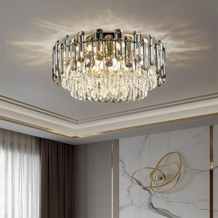 Crystal Ceiling Light - Modern Round Luxury LED Lamp, Flush Mount / Semi-Flush Mount for Living Room, Dining Room, Bedroom