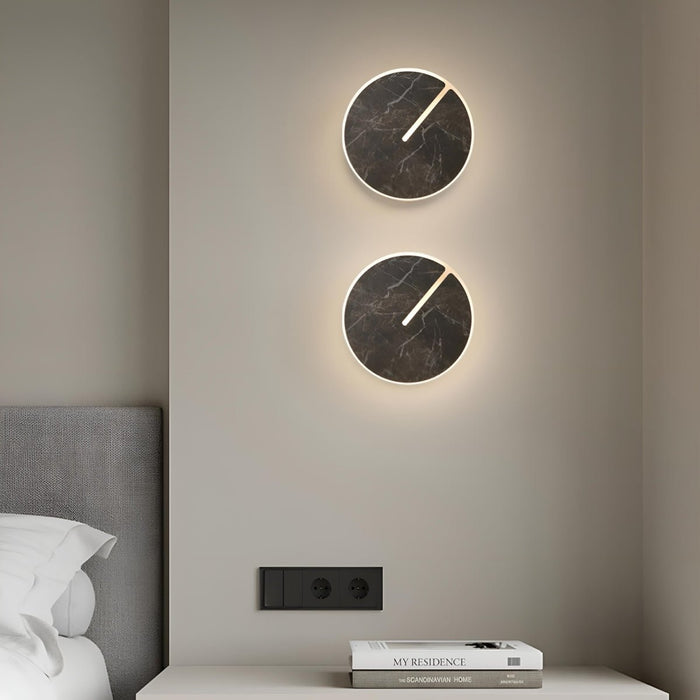 Marble Textured Round LED Wall Sconce - Modern Indoor Wall Lamp / Creative Lighting for Bedroom, Entryway