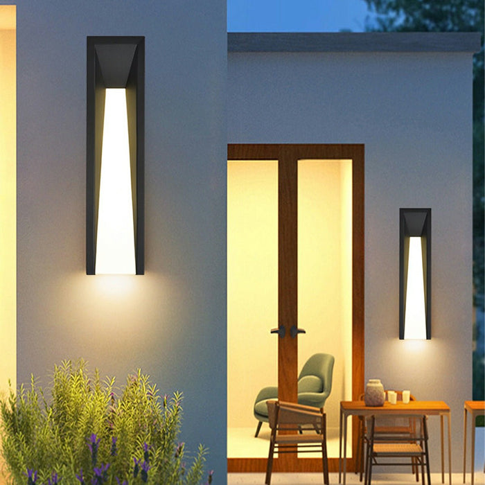 Long Strip Outdoor LED Wall Light - Modern Rustic Iron/Acrylic - Porch/Patio/Entryway