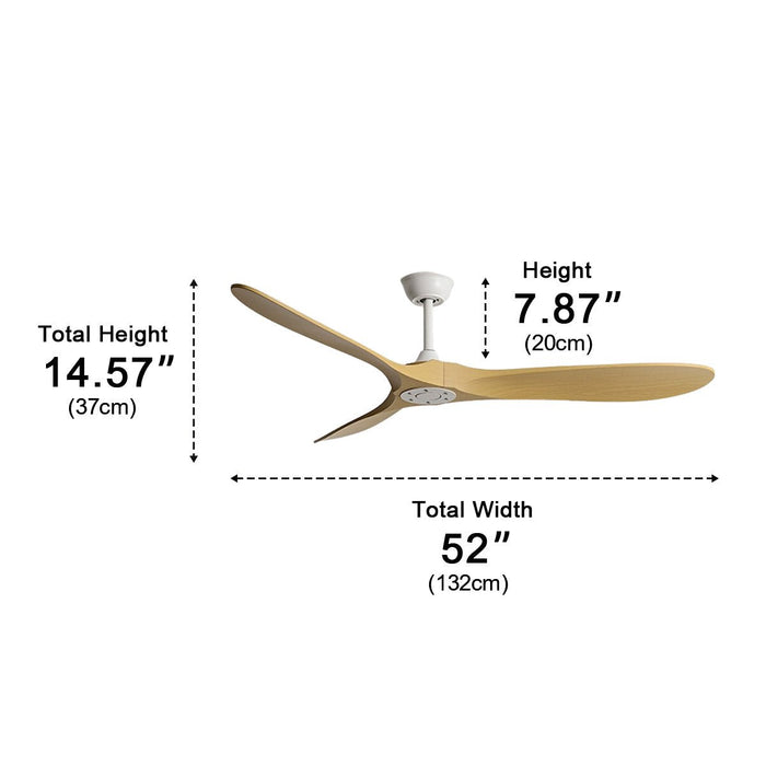 Modern Scandinavian Ceiling Fan - Minimalist DC Motor, Reversible Airflow / Remote, Wall Control