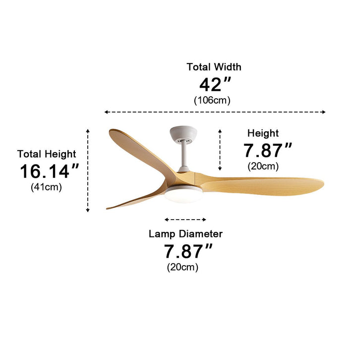 Ceiling Fan with Light - Modern Scandinavian Minimalist DC Motor Reversible 6-Speed - 42/52/60 inch White/Black/Wood Tone