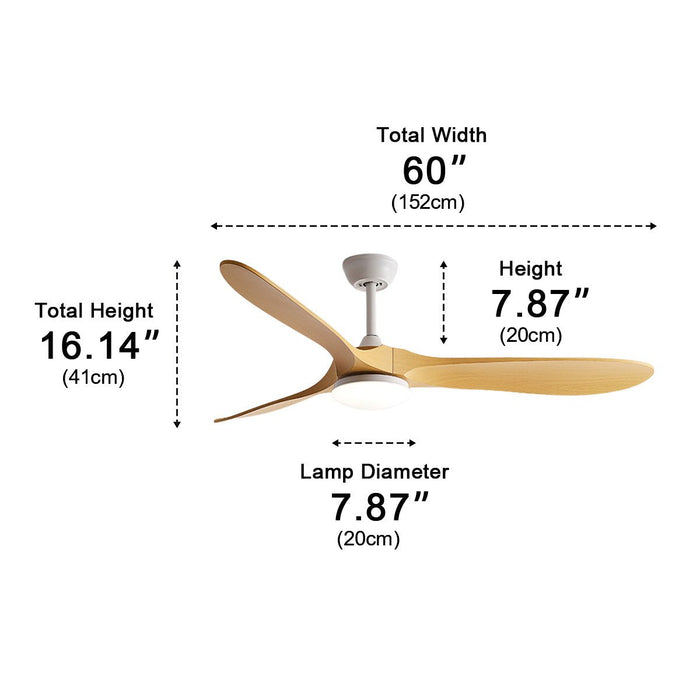 Ceiling Fan with Light - Modern Scandinavian Minimalist DC Motor Reversible 6-Speed - 42/52/60 inch White/Black/Wood Tone