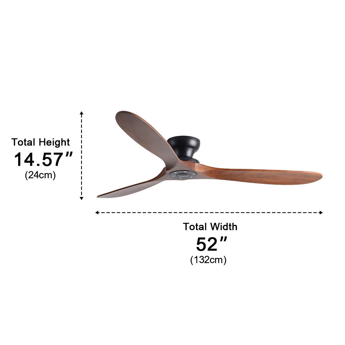 Wood Ceiling Fan - Modern Scandinavian DC Motor 6-Speed Reversible - Black Walnut/White Wood/Grey Walnut/Nickel Wood