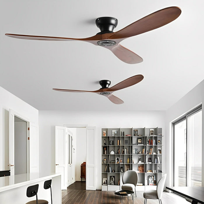 Wood Ceiling Fan - Modern Scandinavian DC Motor 6-Speed Reversible - Black Walnut/White Wood/Grey Walnut/Nickel Wood