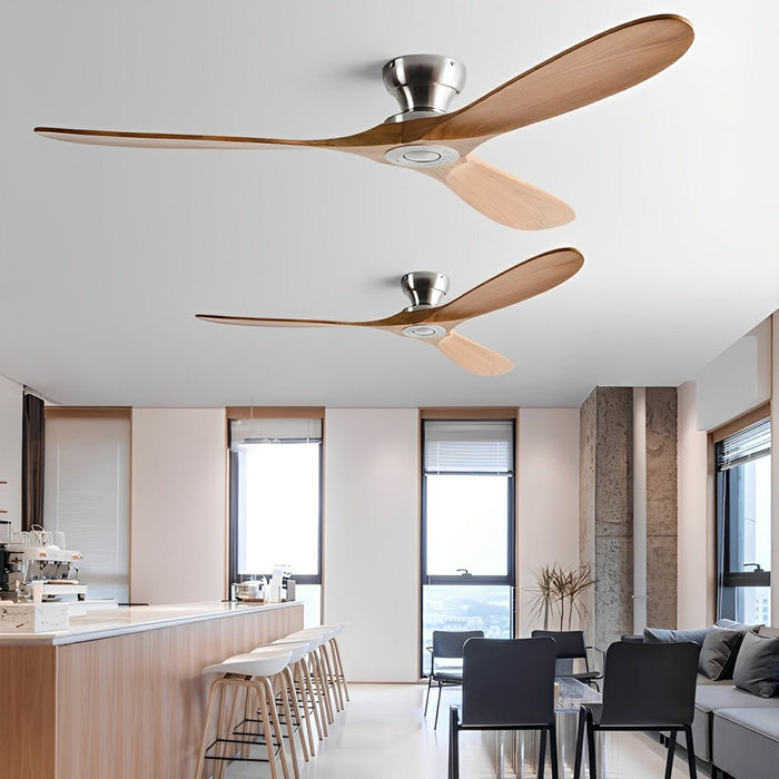 Wood Ceiling Fan - Modern Scandinavian DC Motor 6-Speed Reversible - Black Walnut/White Wood/Grey Walnut/Nickel Wood