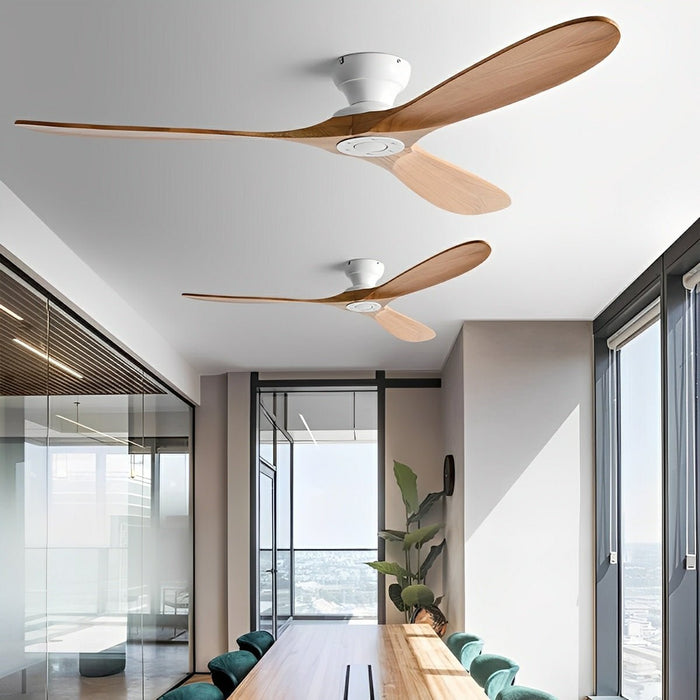 Wood Ceiling Fan - Modern Scandinavian DC Motor 6-Speed Reversible - Black Walnut/White Wood/Grey Walnut/Nickel Wood