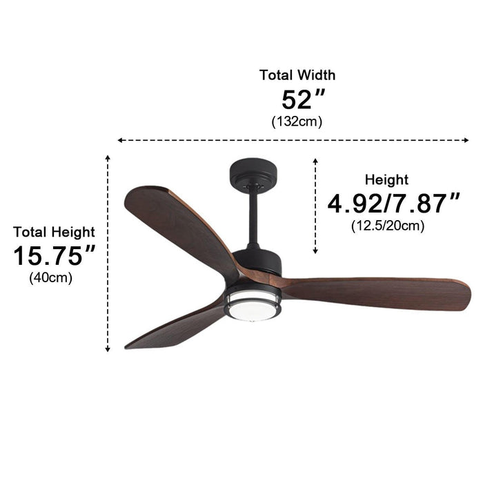 Scandinavian Wood DC Motor Reverse Full-Spectrum LED Ceiling Fan Lights - Modern Design