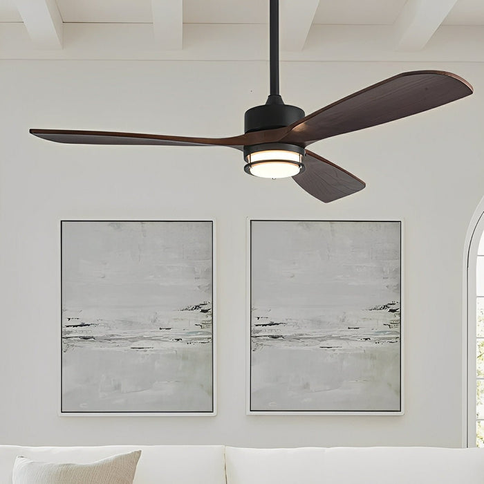 Scandinavian Wood DC Motor Reverse Full-Spectrum LED Ceiling Fan Lights - Modern Design