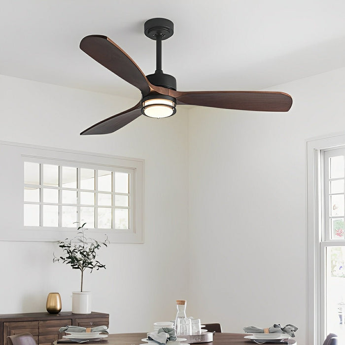 Scandinavian Wood DC Motor Reverse Full-Spectrum LED Ceiling Fan Lights - Modern Design