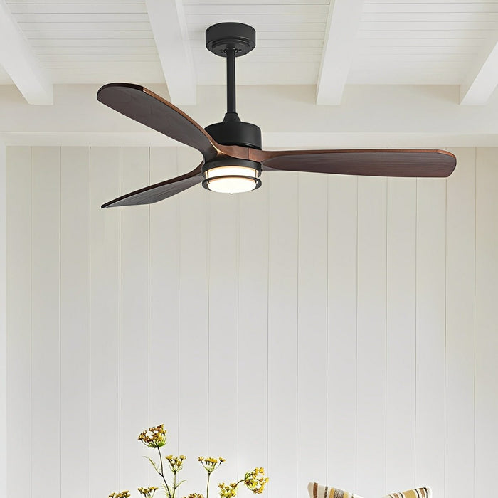 Scandinavian Wood DC Motor Reverse Full-Spectrum LED Ceiling Fan Lights - Modern Design