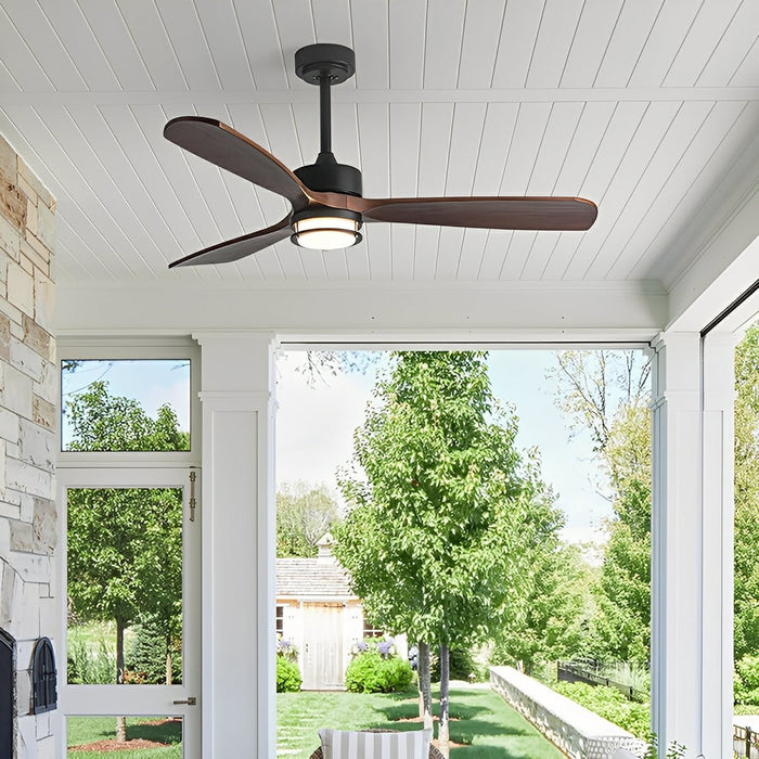 Scandinavian Wood DC Motor Reverse Full-Spectrum LED Ceiling Fan Lights - Modern Design