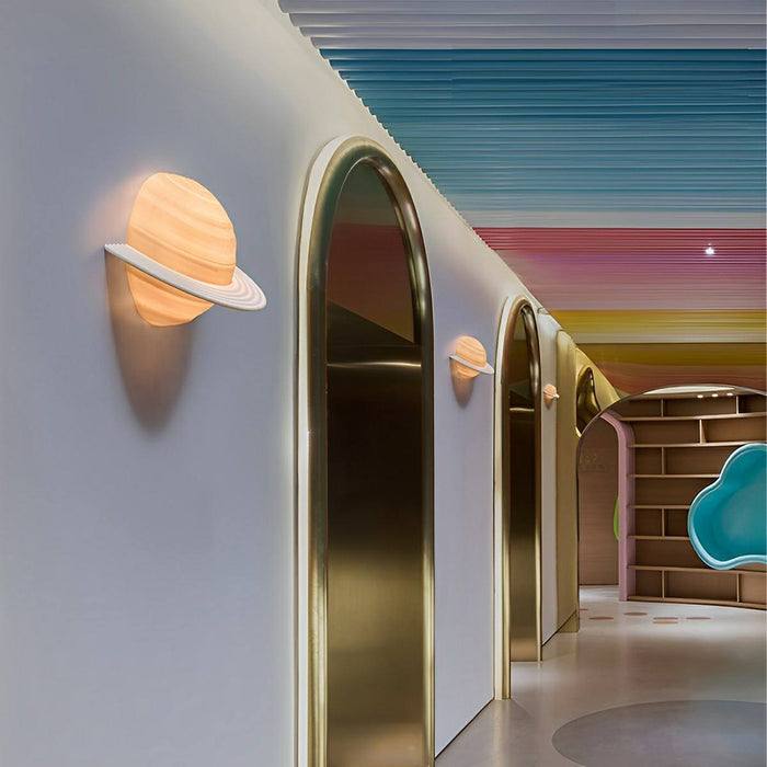 Semicircle Saturn 3D Planet LED Indoor Wall Light - Modern Design / Ambient Lighting