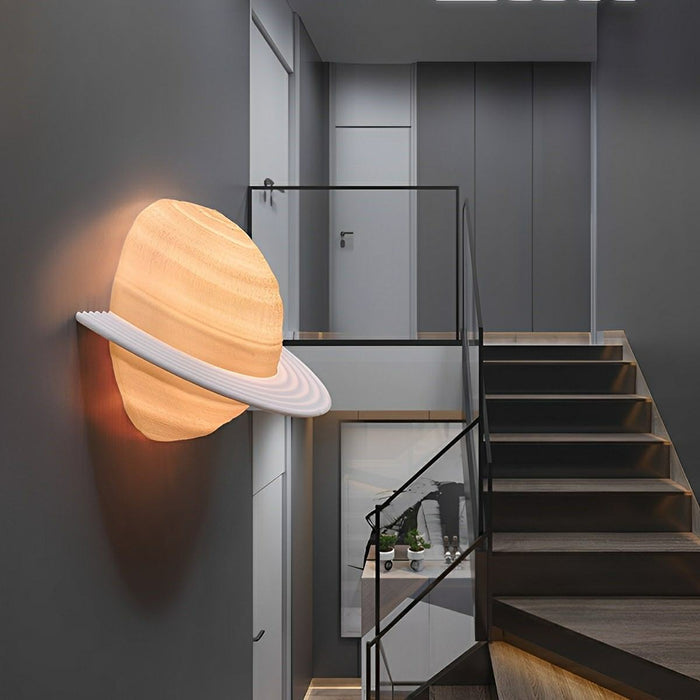 Semicircle Saturn 3D Planet LED Indoor Wall Light - Modern Design / Ambient Lighting