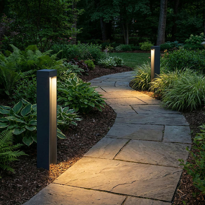 Modern Slim Rectangular LED Outdoor Pathway Light - Contemporary Design / Durable - Garden / Yard Illumination