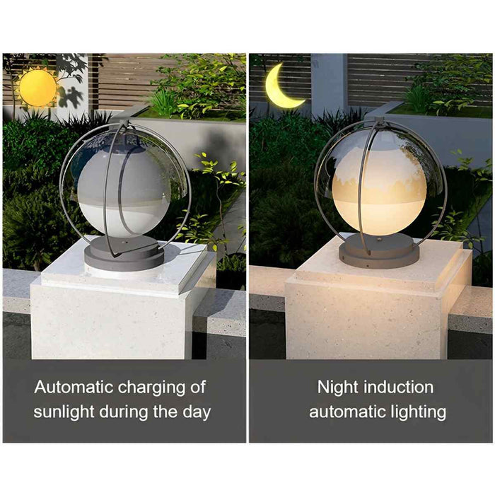 Solar Globe Post Light, Waterproof IP65 LED, Dusk to Dawn, Garden/Yard/Patio Lighting