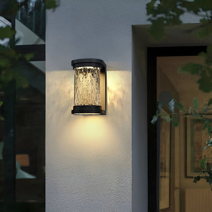 Modern Solar Waterproof Stainless Steel Water Glass Outdoor LED Porch Wall Light - Energy Efficient