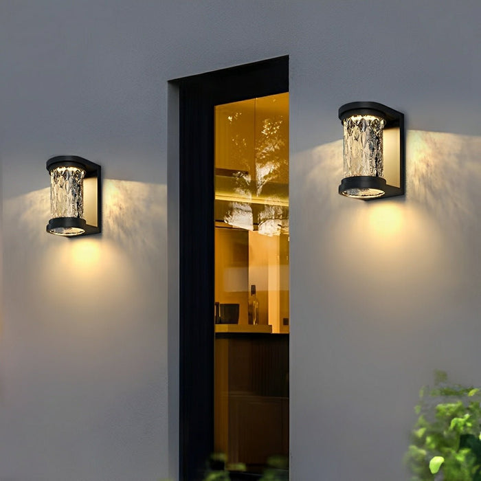 Modern Solar Waterproof Stainless Steel Water Glass Outdoor LED Porch Wall Light - Energy Efficient