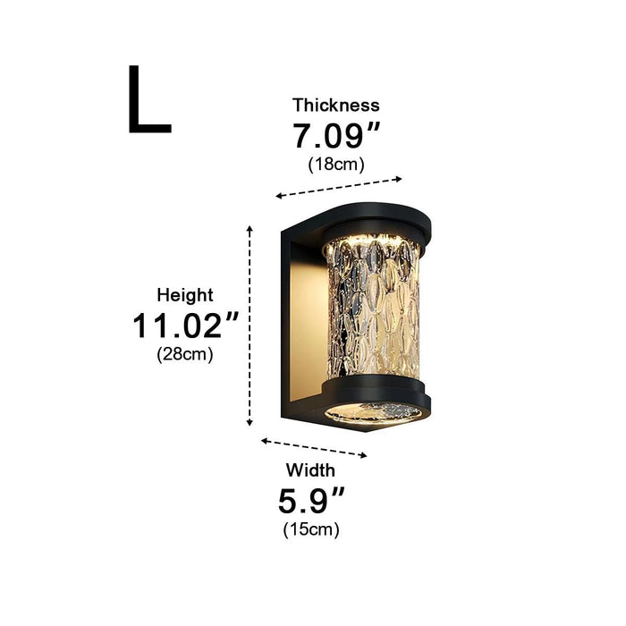 Modern Solar Waterproof Stainless Steel Water Glass Outdoor LED Porch Wall Light - Energy Efficient