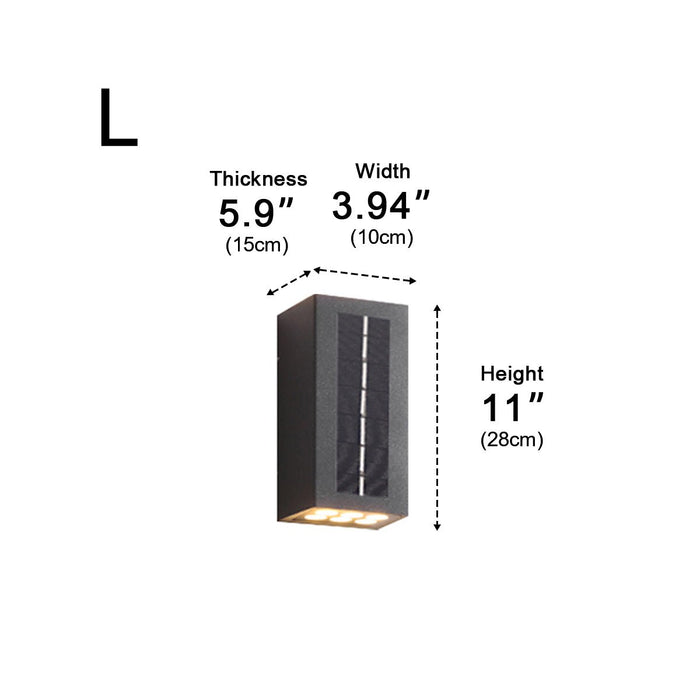 Solar Wall Sconce - Up/Down LED Outdoor Lighting, Waterproof Aluminum Glass Fixture