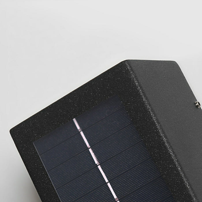 Solar Wall Sconce - Up/Down LED Outdoor Lighting, Waterproof Aluminum Glass Fixture