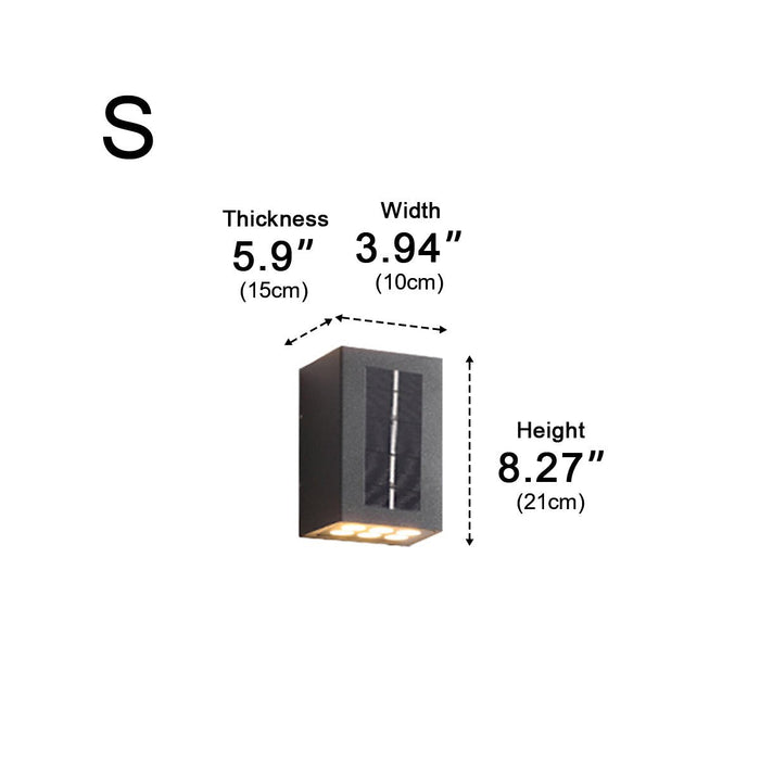 Solar Wall Sconce - Up/Down LED Outdoor Lighting, Waterproof Aluminum Glass Fixture