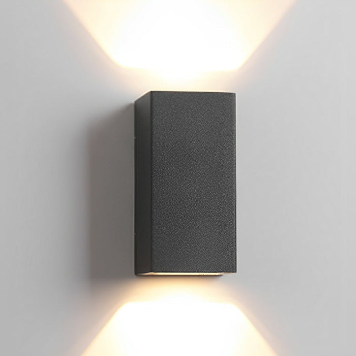 Solar Wall Sconce - Up/Down LED Outdoor Lighting, Waterproof Aluminum Glass Fixture