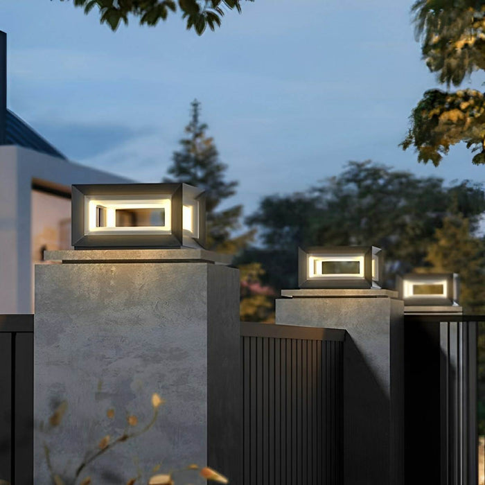 Stainless Steel Solar LED Post Light - Modern Outdoor Square Lantern / Waterproof, Energy-Efficient for Fence, Patio, Gate