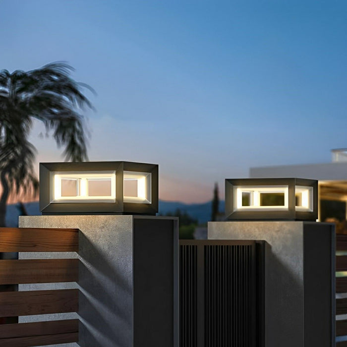Stainless Steel Solar LED Post Light - Modern Outdoor Square Lantern / Waterproof, Energy-Efficient for Fence, Patio, Gate