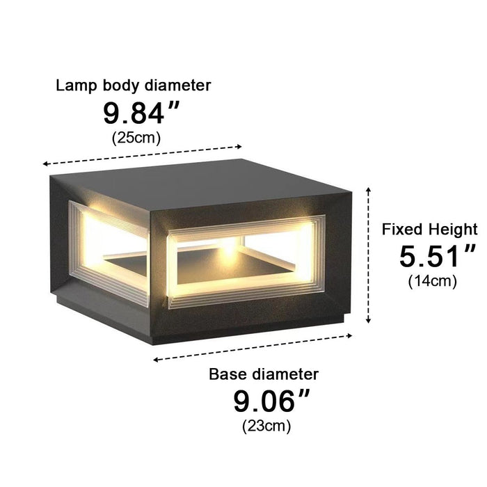 Stainless Steel Solar LED Post Light - Modern Outdoor Square Lantern / Waterproof, Energy-Efficient for Fence, Patio, Gate