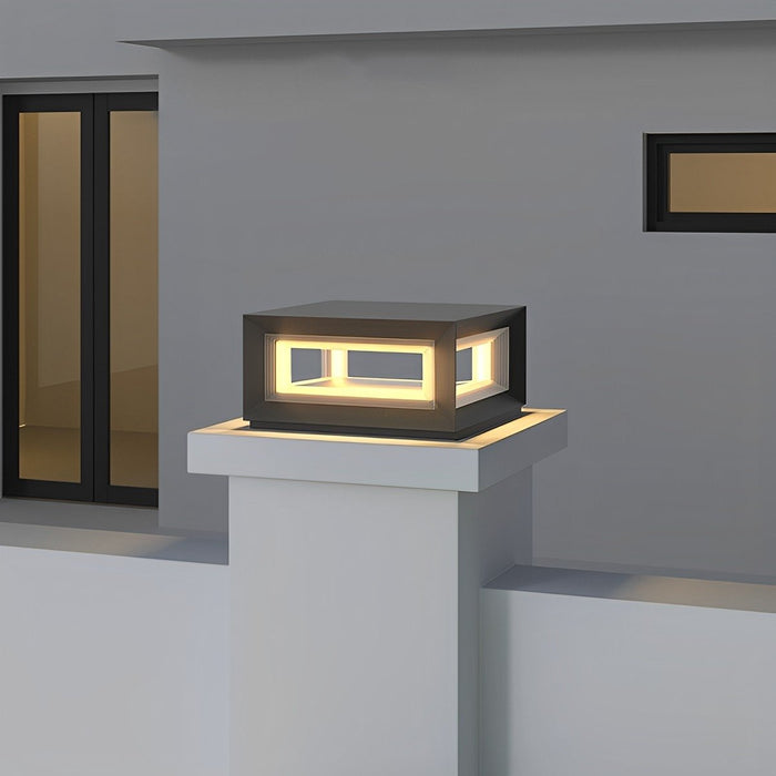 Stainless Steel Solar LED Post Light - Modern Outdoor Square Lantern / Waterproof, Energy-Efficient for Fence, Patio, Gate