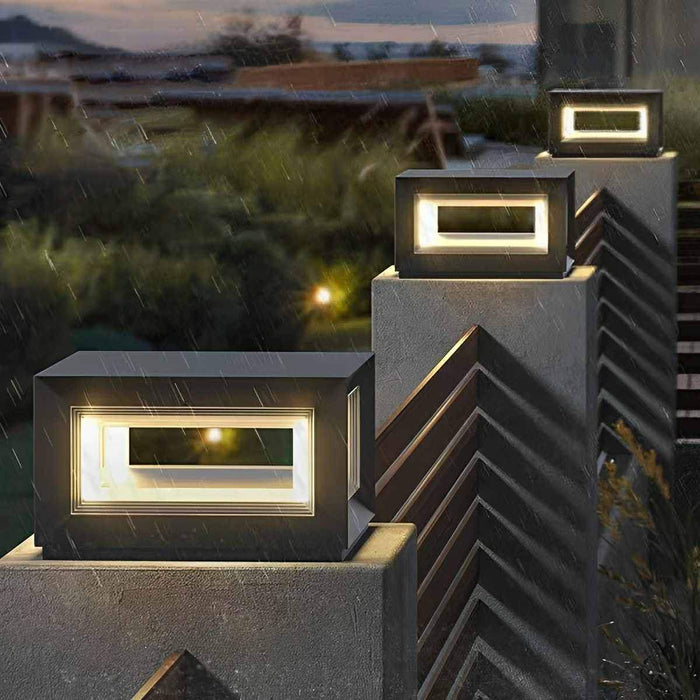 Stainless Steel Solar LED Post Light - Modern Outdoor Square Lantern / Waterproof, Energy-Efficient for Fence, Patio, Gate