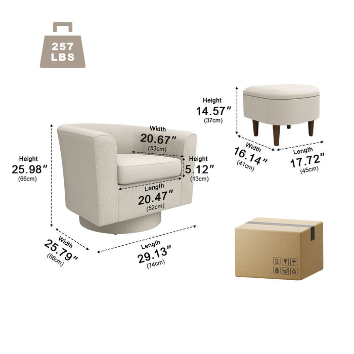 Swivel Accent Chair with Ottoman - Modern Tufted Armchair for Living Spaces