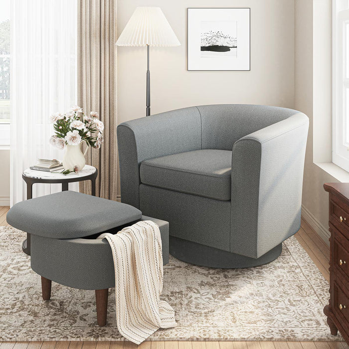 Swivel Accent Chair with Ottoman - Modern Tufted Armchair for Living Spaces