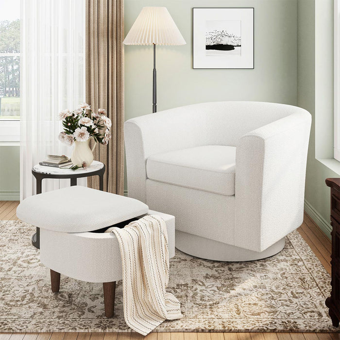 Swivel Accent Chair with Ottoman - Modern Tufted Armchair for Living Spaces