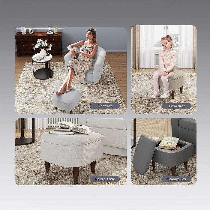 Swivel Accent Chair with Ottoman - Modern Tufted Armchair for Living Spaces