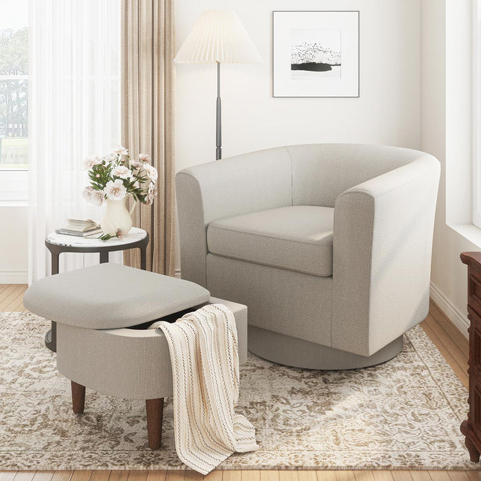 Swivel Accent Chair with Ottoman - Modern Tufted Armchair for Living Spaces