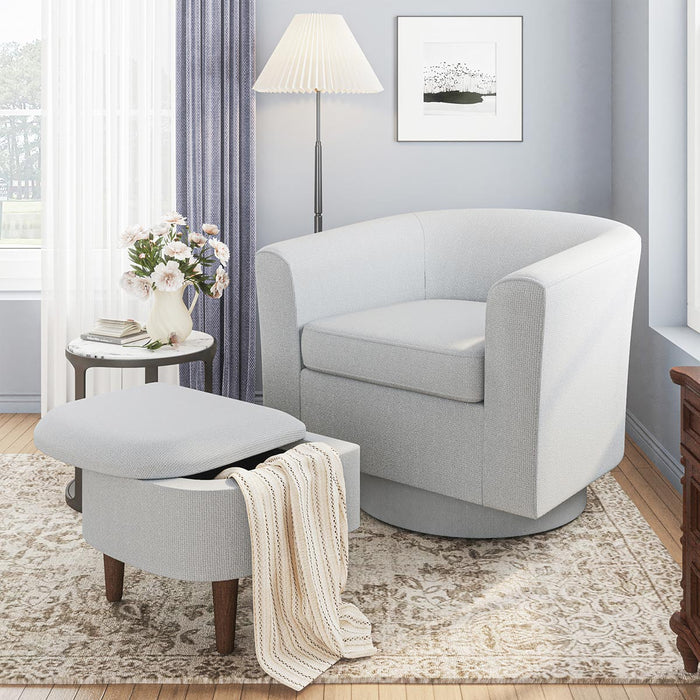 Swivel Accent Chair with Ottoman - Modern Tufted Armchair for Living Spaces
