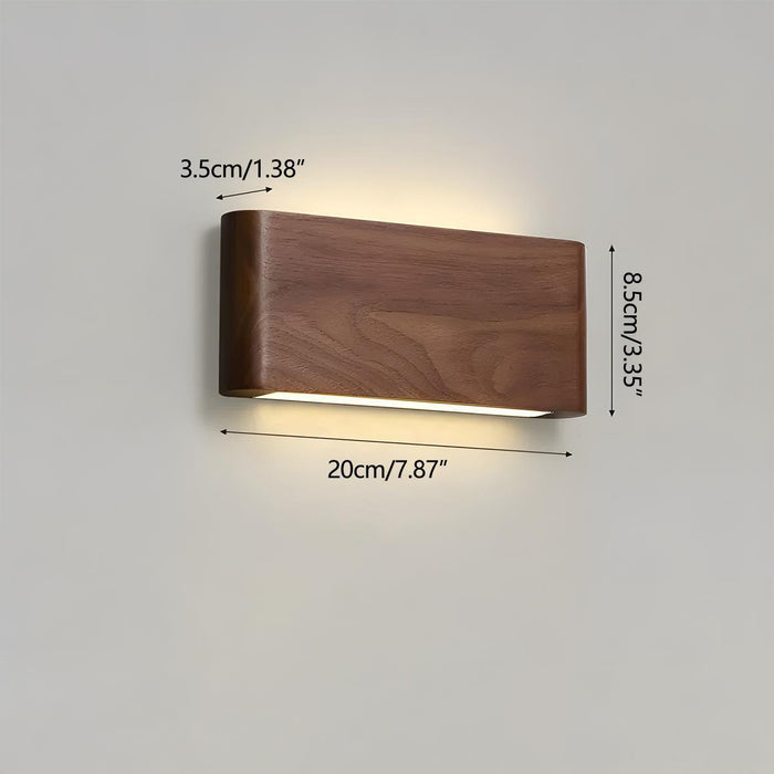 LED Indoor Wall Sconce - Modern Walnut Solid Wood - Rectangular Design for Home Lighting