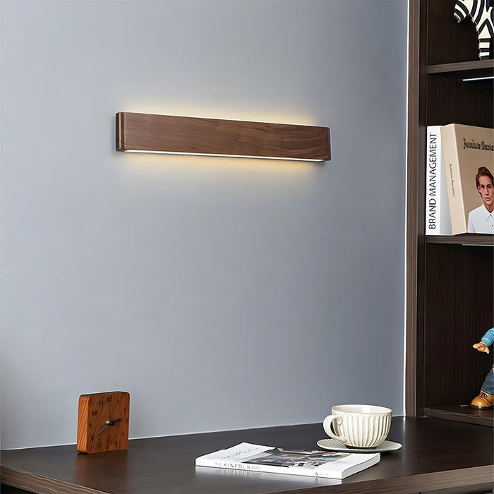 LED Indoor Wall Sconce - Modern Walnut Solid Wood - Rectangular Design for Home Lighting
